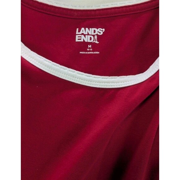 Lands’ End Women's Red with White Neck Trim Long Sleeve Tee Shirt Top Size M - Picture 3 of 5